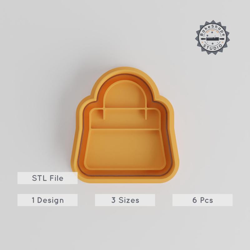 Shopping Bag Cookie Cutter & Stamp Set, 3 Sizes, Perfect for Fondant, Cookie Decoration