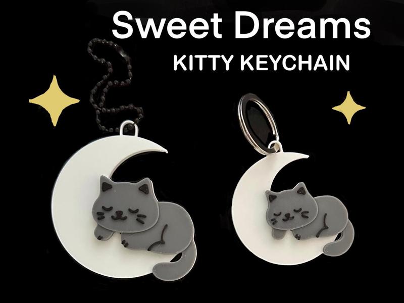 Sweet Dreams Sleeping Kitty KeyChain