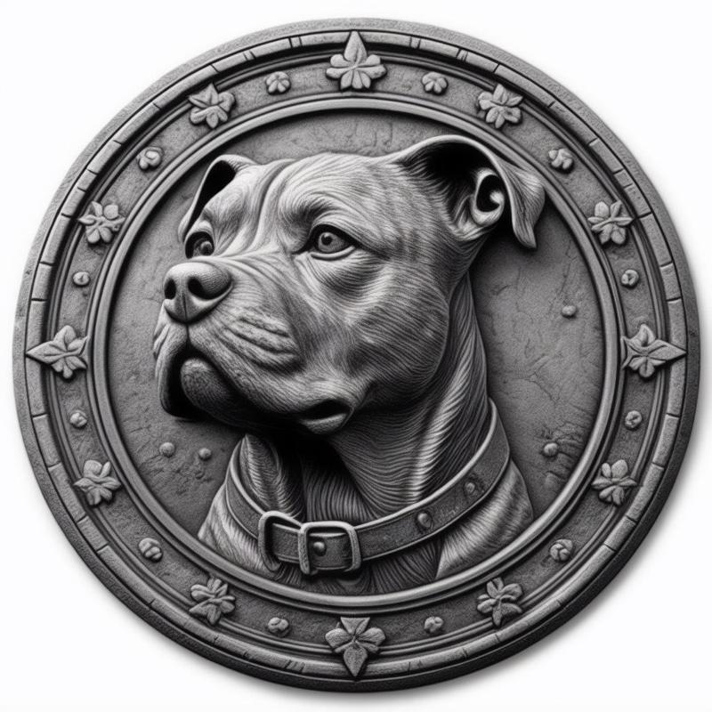 pitbull mix dog coin token wall art