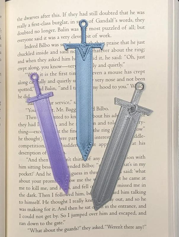 Small Sword Bookmarks - 3 STL pack - Swordmarks Book Mark