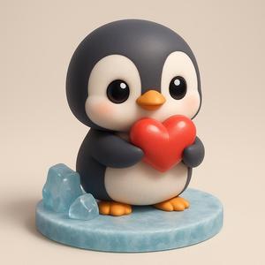 Chibi penguin with heart