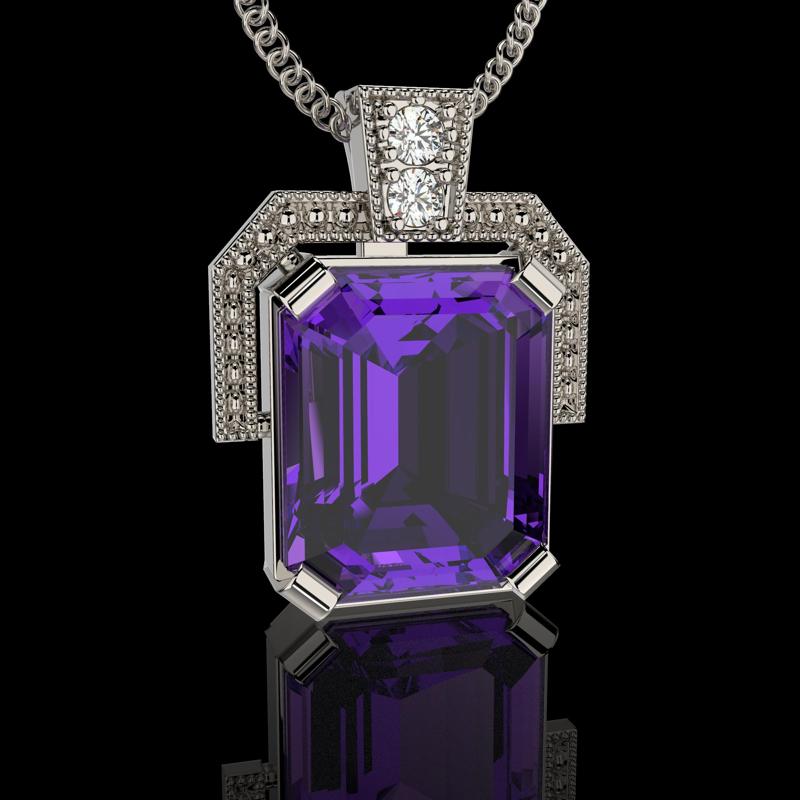 Printable pendant Gem shape emerald 12x10mm STL