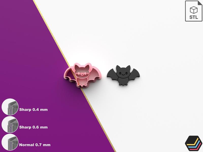 Polymer Clay Cutter Bat *6 Size *3 Cut Version | Halloween Cutter | STL file for 3D printing