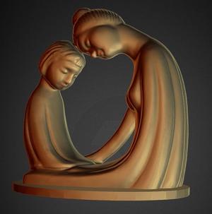 mother daughter consoling statue