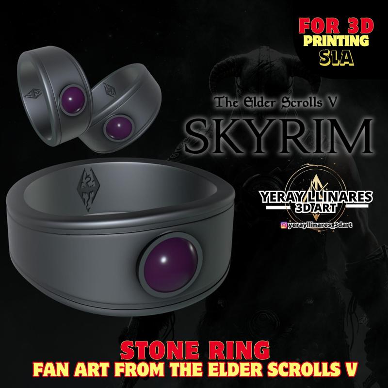 Skyrim Inspired Ring with Precious Stone