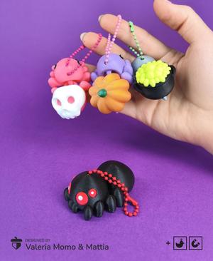 Cute Flexi Spider (Toy & Keychain & Magnets) + Halloween Version, Mini Articulated Animals