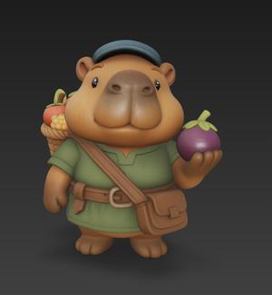 DnD Chibi Chibi Capybara Merchant - Exotic Food Trader