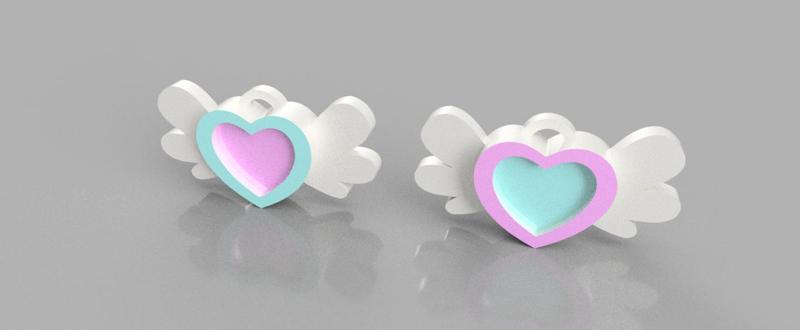 Aretes de Corazones con alas