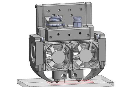 New Dual head extruder including height sensor and head adjustment height 
