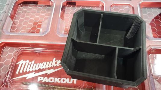 Milwaukee Low Profile Packout with 4 different sized compartments
