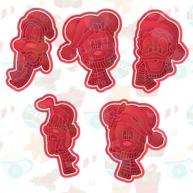 Christmas Mickey Mouse cookie cutter set of 5