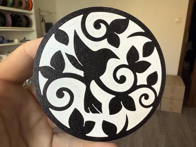 Bird on a branch coaster