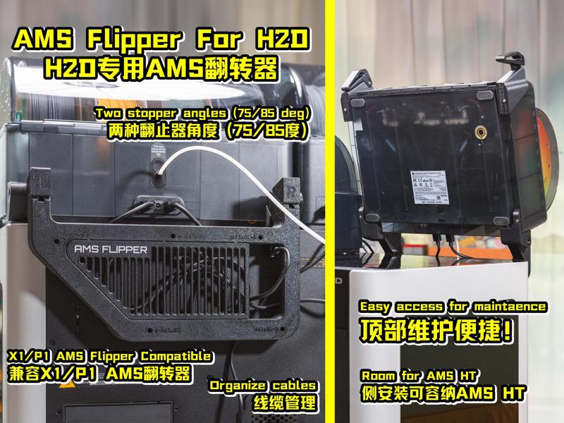 AMS Flipper for H2D, H2S, H2C (uses 5 bolts)
