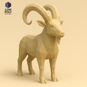 Mountain Goat - Agile mountain and cliff dweller in Low Poly style.