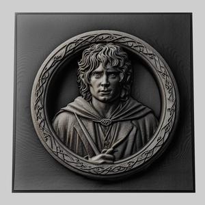 Lord of Rings Frodo Baggins 3d printer relief medallion stone tablet obj stl