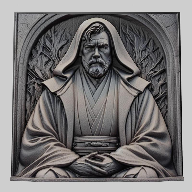 Star Wars Obi-Wan Kenobi 3d printer relief medallion stone tablet obj stl