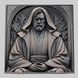Star Wars Obi-Wan Kenobi 3d printer relief medallion stone tablet obj stl