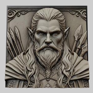 Lord of Rings Legolas 3d printer relief medallion stone tablet obj stl