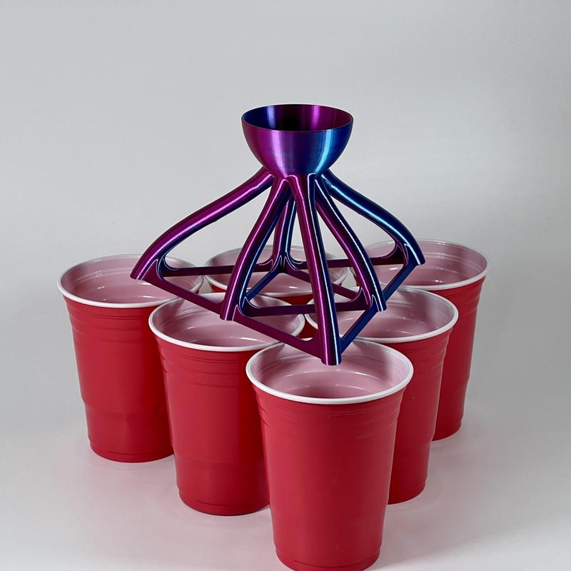 Beer Pong Funnel Dispenser Beerpong Partygame 6 Cups