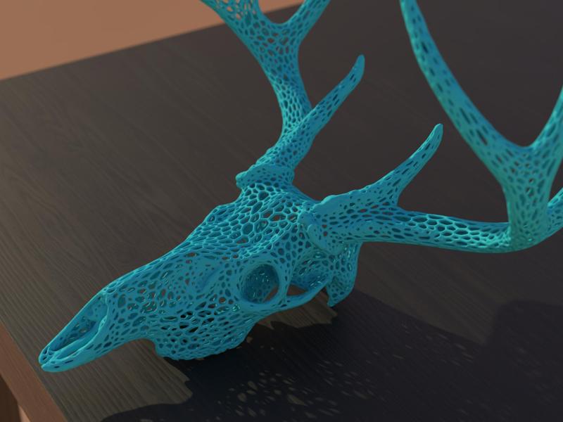 White-tailed Deer Skull - Voronoi Style