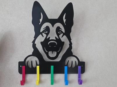 Dog Leash & Collar Holder, German Shepherd