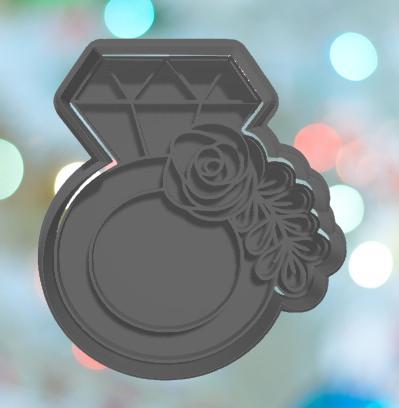 Floral Wedding Ring Cookie Cutter