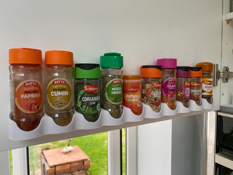 Door/wall mounted spice rack (no screws)