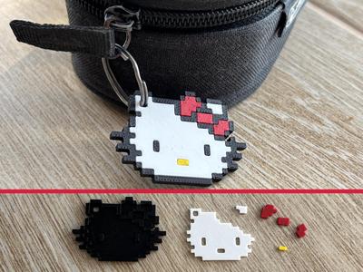 8-bit Hello Kitty Multipart Keychain – Easy No-Glue Assembly