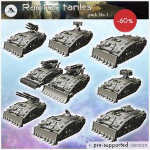 Raptor tanks pack No. 1 - Future Sci-Fi SF Post apocalyptic Tabletop Scifi Wargaming Planetary exploration RPG Terrain