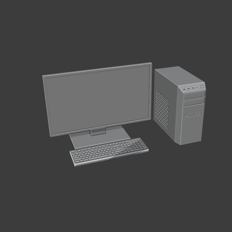 1:64 Scale Desktop Computer Setup - Computer, Monitor, Keyboard