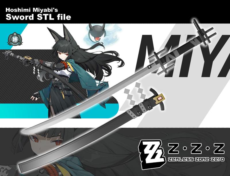 Hoshimi Miyabi's Sword STL File Zenless Zone Zero