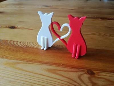 twin cats tail heart