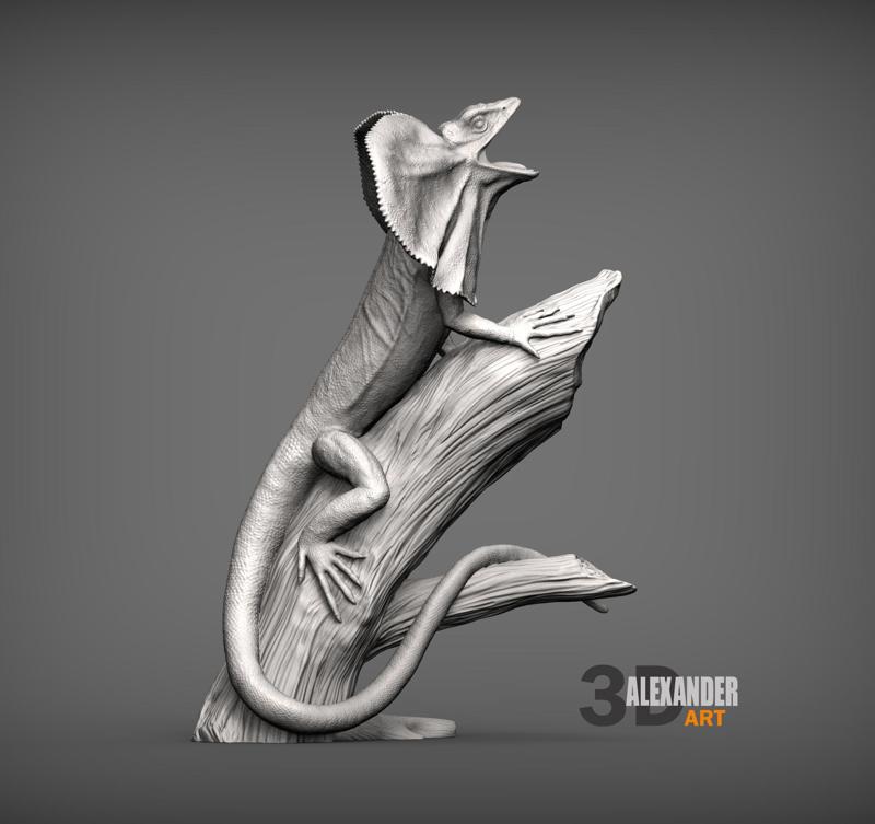 Frilled lizard 3D print model