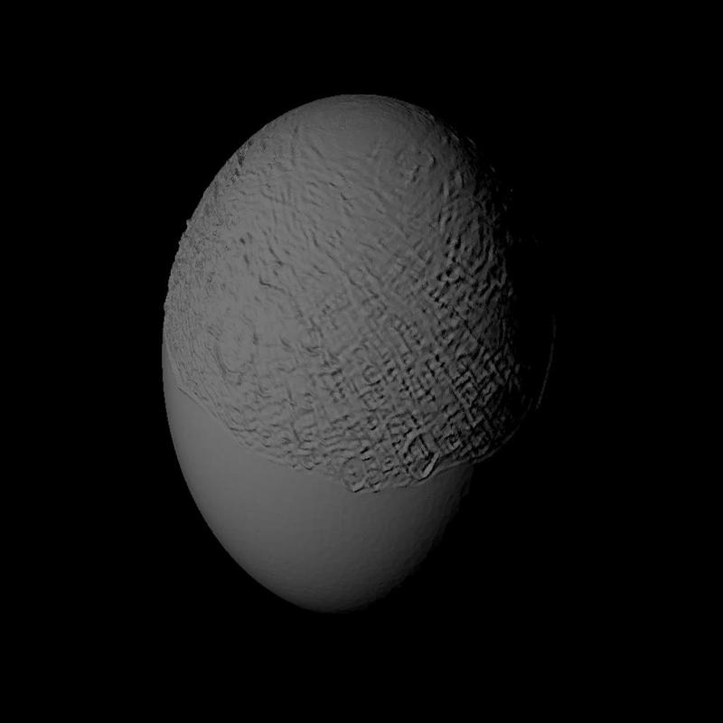 Umbriel with approximate topography scaled one in ten million