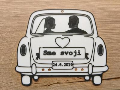 Bride & Groom in car – money gift decoration