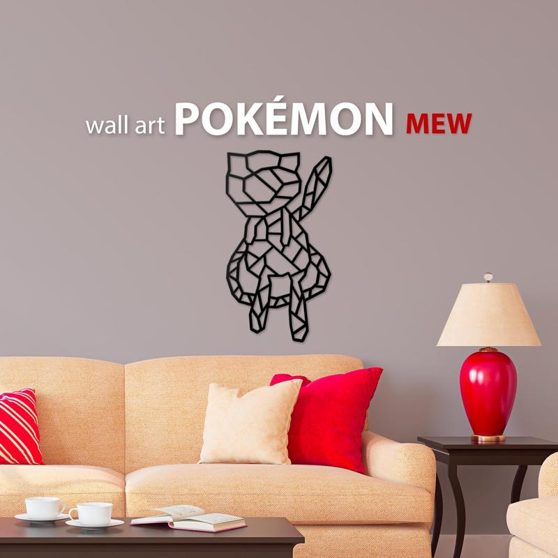 Pokemon geometric Mew wallart decoration