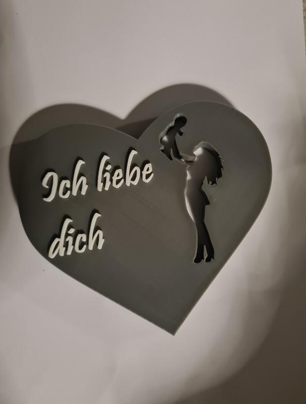 Deko Herz "Mutter-Kind" (English and German)