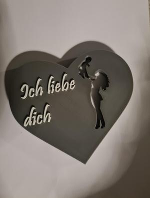 Deko Herz "Mutter-Kind" (English and German)