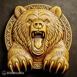 High Detail Bear Relief for CNC, Laser and 3D Print - STL File + 4K Grayscale TIF