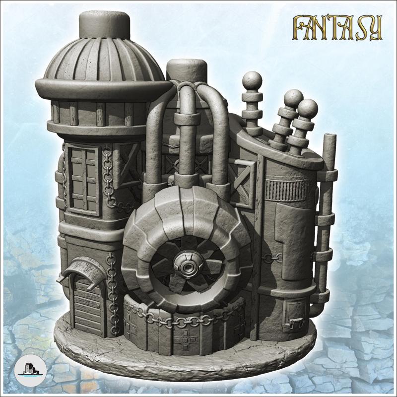 Steampunk house with tower and ion antennas (4) - Future Sci-Fi SF Post apocalyptic Tabletop Scifi Wargaming Planetary exploration RPG Terrain