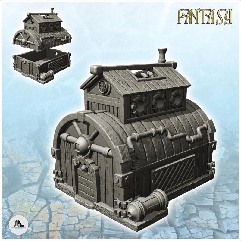 Steampunk building with exterior pipes and rounded roof (2) - Future Sci-Fi SF Post apocalyptic Tabletop Scifi Wargaming Planetary exploration RPG Terrain