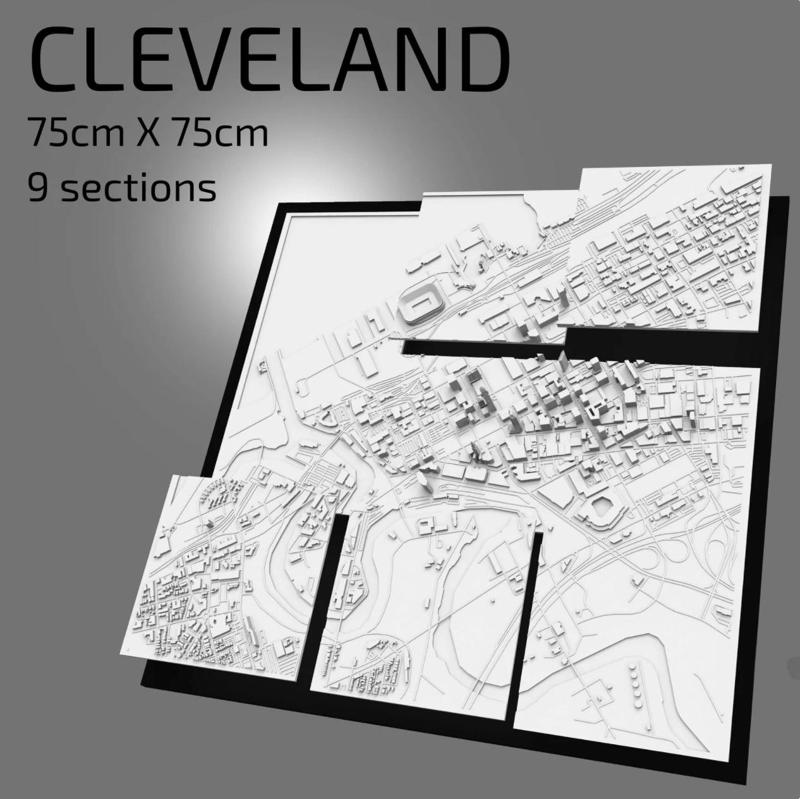 3D Cleveland | Digital Files | 3D STL File | Cleveland 3D Map | 3D City Art | 3D Printed Landmark | Model of Cleveland Skyline | 3D Art