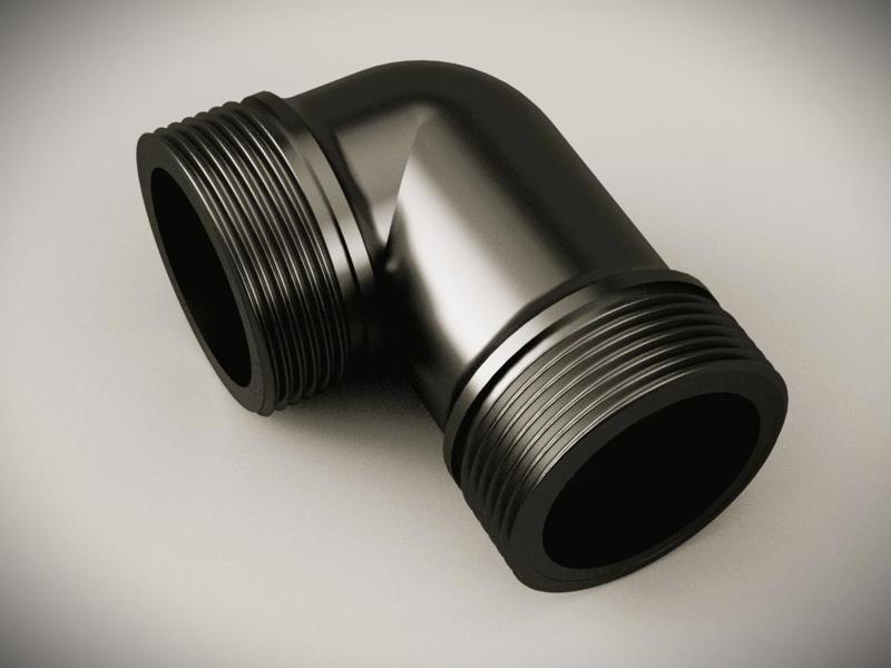 Compact 90-Degree Bent Pipe with 1 1/2" (3/2") BSP Threads (for Water Pump)