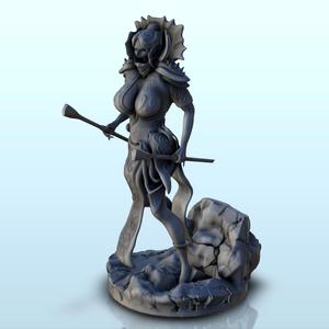 Warrior woman with double weapons and long oriental dress (16) - Medieval Fantasy Magic Feudal Old Archaic Saga 28mm 15mm