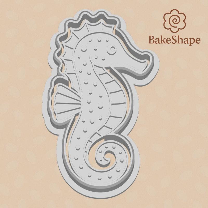 Seahorse Cookie Cutter & Embosser STL File – 3D Printable Ocean Design