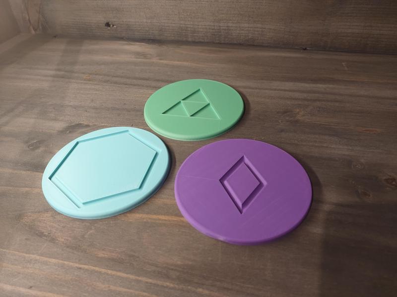 Coaster Set Abstract Elemental Geometric Gamer Platonic Solids