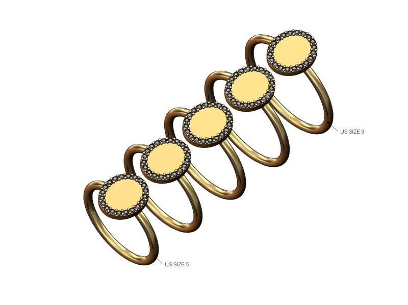 Oval diamond coin engravable ring US size 5to9 3D print model