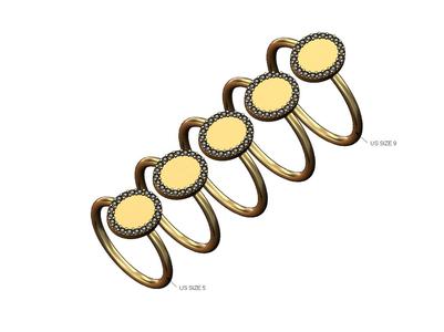 Oval diamond coin engravable ring US size 5to9 3D print model