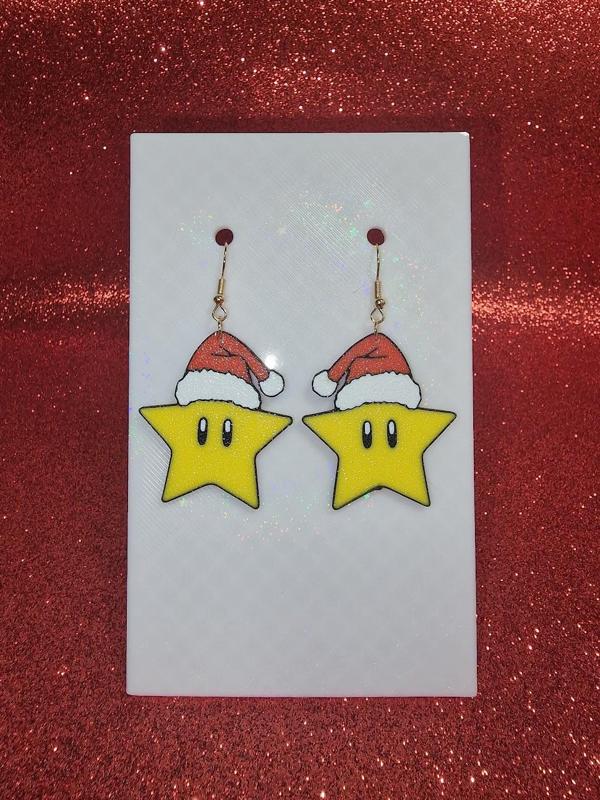 Christmas Super Mario Star earrings