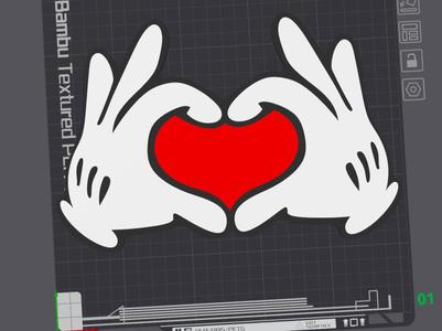 Mickey Hand Heart Red
